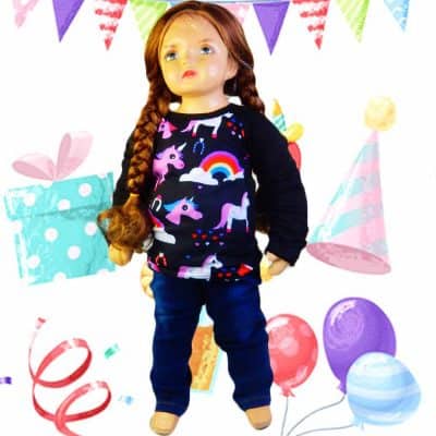Haine fete. Set bluza si blugi Unicorn