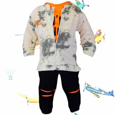 Haine bebelusi. Compleu bebe 3 piese portocaliu