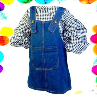 Haine fetite. Set sarafan de blugi si camasa