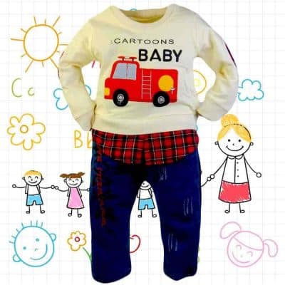 Haine bebelusi. Blugi, bluza masina pompieri
