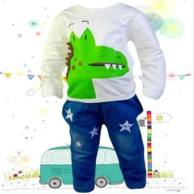Alege haine bebelusi. Set bluza si blugi Crocodil
