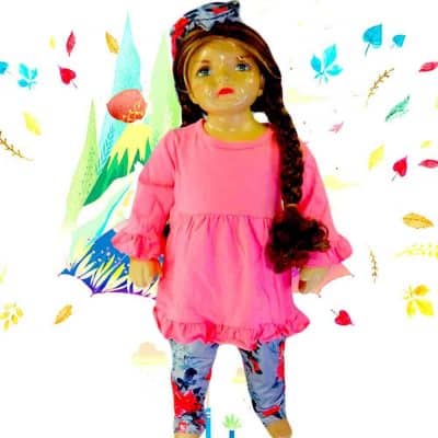 Haine copii. Set fete bluza, colanti si bentita