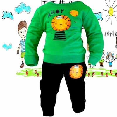 Haine pentru copii. Trening bumbac Leu verde
