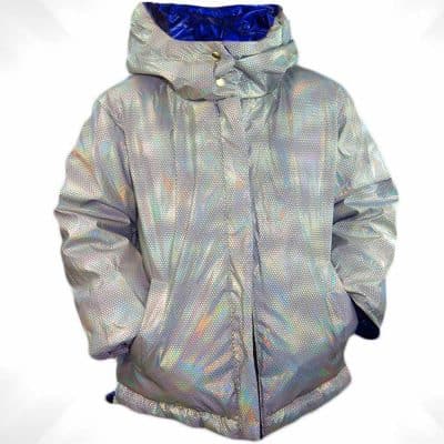 Geaca iarna doua fete Argintiu si Albastru