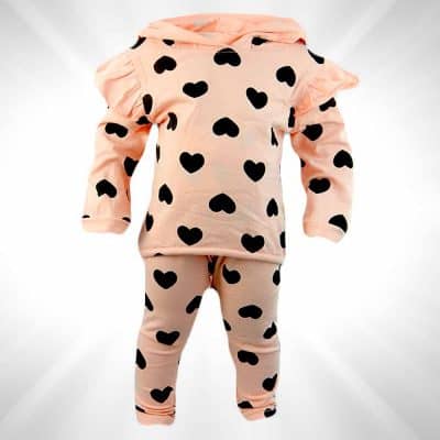 Set fete cu bluza si colanti. Compleu inimioare